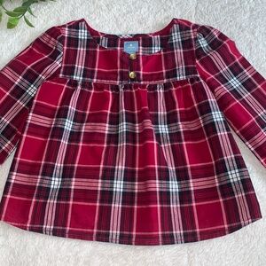 GAP Red & Black Plaid Blouse 3 EUC Long Sleeve Top